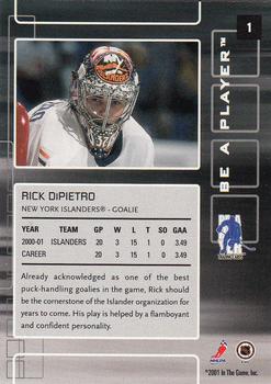2001-02 Be a Player Memorabilia #1 Rick DiPietro Back