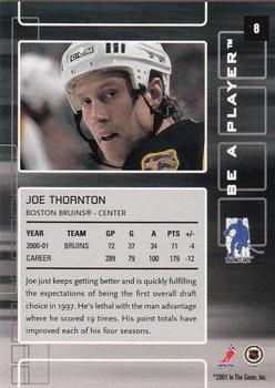 2001-02 Be a Player Memorabilia #8 Joe Thornton Back