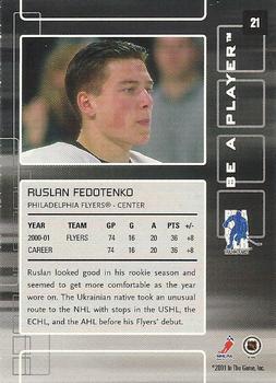 2001-02 Be a Player Memorabilia #21 Ruslan Fedotenko Back