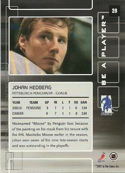 2001-02 Be a Player Memorabilia #28 Johan Hedberg Back