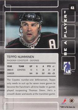 2001-02 Be a Player Memorabilia #43 Teppo Numminen Back