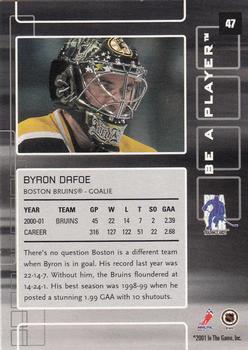 2001-02 Be a Player Memorabilia #47 Byron Dafoe Back