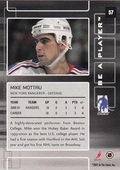 2001-02 Be a Player Memorabilia #57 Mike Mottau Back