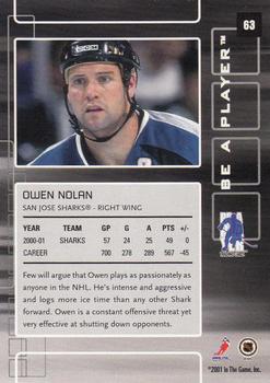 2001-02 Be a Player Memorabilia #63 Owen Nolan Back