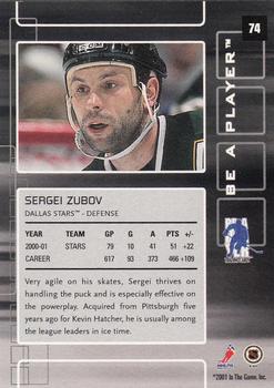 2001-02 Be a Player Memorabilia #74 Sergei Zubov Back