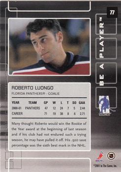 2001-02 Be a Player Memorabilia #77 Roberto Luongo Back