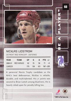 2001-02 Be a Player Memorabilia #93 Nicklas Lidstrom Back