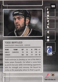 2001-02 Be a Player Memorabilia #100 Todd Bertuzzi Back
