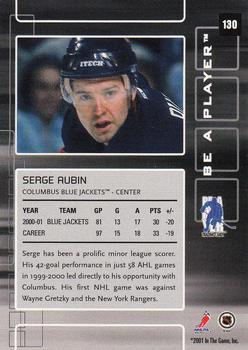 2001-02 Be a Player Memorabilia #130 Serge Aubin Back