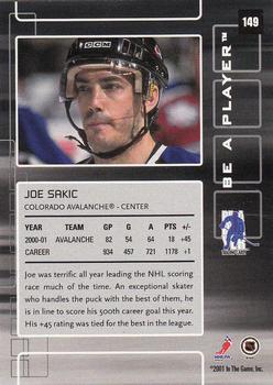 2001-02 Be a Player Memorabilia #149 Joe Sakic Back