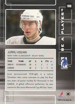 2001-02 Be a Player Memorabilia #160 Juraj Kolnik Back