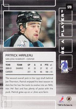 2001-02 Be a Player Memorabilia #173 Patrick Marleau Back