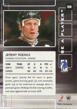 2001-02 Be a Player Memorabilia #186 Jeremy Roenick Back
