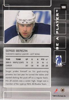 2001-02 Be a Player Memorabilia #188 Sergei Berezin Back