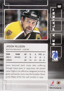 2001-02 Be a Player Memorabilia #197 Jason Allison Back