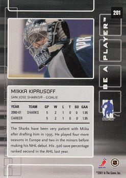 2001-02 Be a Player Memorabilia #201 Miikka Kiprusoff Back