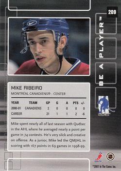 2001-02 Be a Player Memorabilia #209 Mike Ribeiro Back