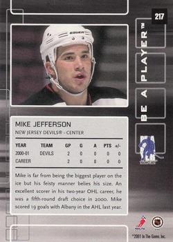 2001-02 Be a Player Memorabilia #217 Mike Jefferson Back