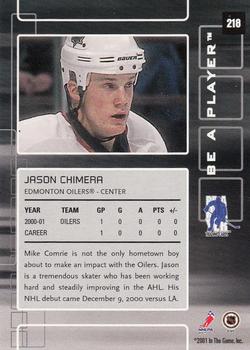 2001-02 Be a Player Memorabilia #218 Jason Chimera Back