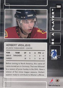 2001-02 Be a Player Memorabilia #268 Herbert Vasiljevs Back
