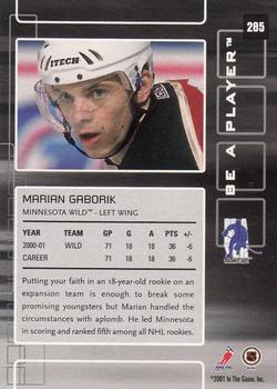 2001-02 Be a Player Memorabilia #285 Marian Gaborik Back