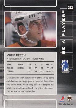 2001-02 Be a Player Memorabilia #292 Mark Recchi Back