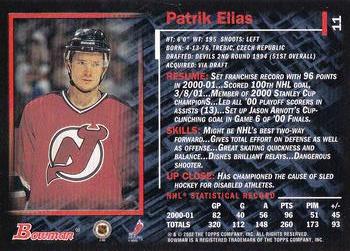 2001-02 Bowman YoungStars #11 Patrik Elias Back