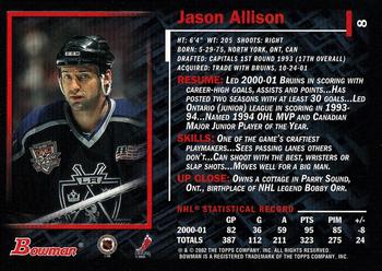 2001-02 Bowman YoungStars #8 Jason Allison Back