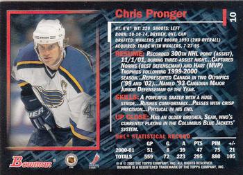 2001-02 Bowman YoungStars #10 Chris Pronger Back