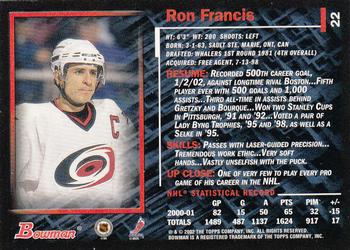 2001-02 Bowman YoungStars #22 Ron Francis Back