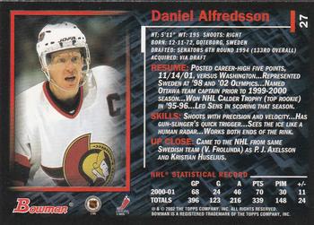 2001-02 Bowman YoungStars #27 Daniel Alfredsson Back