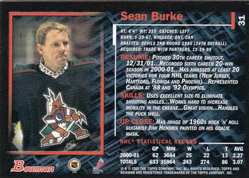 2001-02 Bowman YoungStars #31 Sean Burke Back