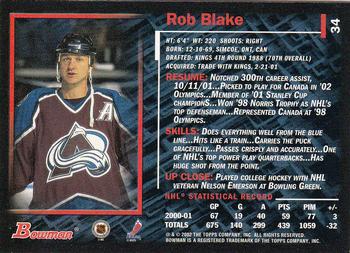 2001-02 Bowman YoungStars #34 Rob Blake Back