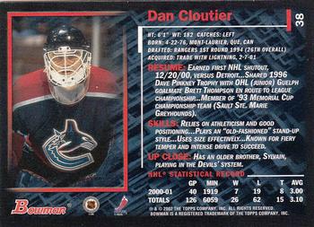 2001-02 Bowman YoungStars #38 Dan Cloutier Back