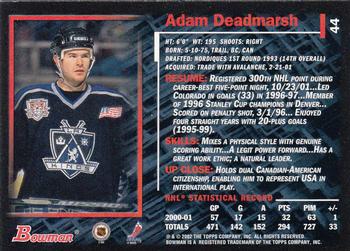 2001-02 Bowman YoungStars #44 Adam Deadmarsh Back