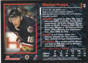 2001-02 Bowman YoungStars #45 Marian Hossa Back