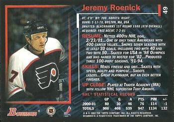 2001-02 Bowman YoungStars #49 Jeremy Roenick Back