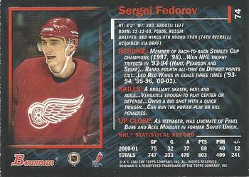 2001-02 Bowman YoungStars #74 Sergei Fedorov Back
