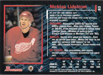2001-02 Bowman YoungStars #83 Nicklas Lidstrom Back
