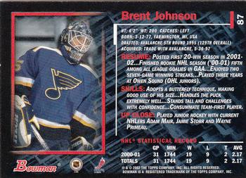 2001-02 Bowman YoungStars #87 Brent Johnson Back