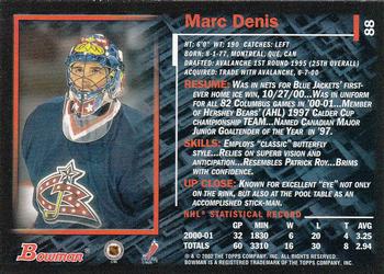 2001-02 Bowman YoungStars #88 Marc Denis Back