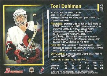 2001-02 Bowman YoungStars #122 Toni Dahlman Back