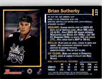 2001-02 Bowman YoungStars #123 Brian Sutherby Back