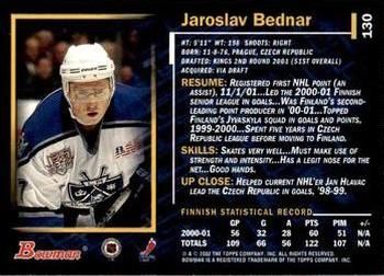 2001-02 Bowman YoungStars #130 Jaroslav Bednar Back