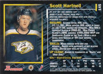 2001-02 Bowman YoungStars #145 Scott Hartnell Back