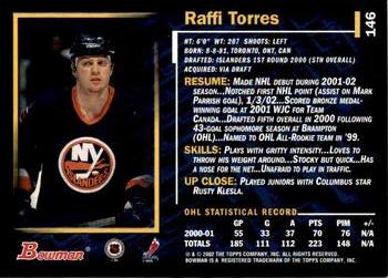 2001-02 Bowman YoungStars #146 Raffi Torres Back