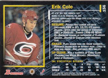2001-02 Bowman YoungStars #156 Erik Cole Back