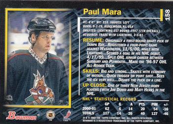 2001-02 Bowman YoungStars #158 Paul Mara Back