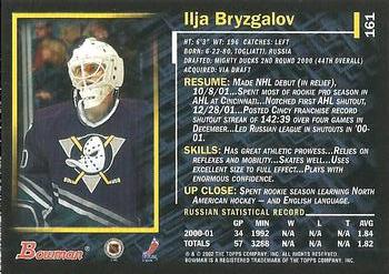 2001-02 Bowman YoungStars #161 Ilja Bryzgalov Back