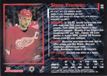 2001-02 Bowman YoungStars #35 Steve Yzerman Back